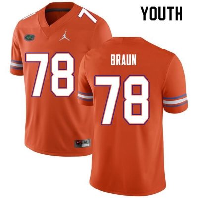 Youth Florida Gators #78 Josh Braun NCAA Nike Orange Authentic Stitched College Football Jersey DLV7562EM